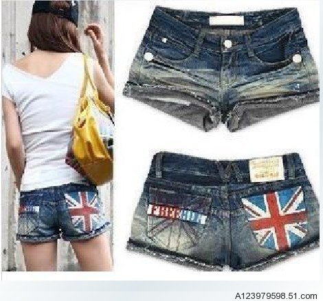 Korean Women Korean the m word patterns behind personality denim shorts shorts