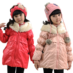 Kqm clothing medium-large female child 2012 autumn and winter outerwear clothes thickening medium-long cotton-padded jacket