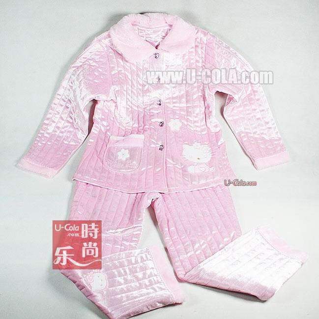 Kt 100% cotton thickening cotton-padded long-sleeve sleepwear pants - goatswool set 6886
