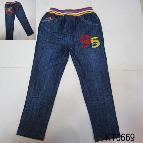 KT0669 Cartoon girl jeans trousers for spring or fall season, for 2-7years boys, 5pcs/lot,