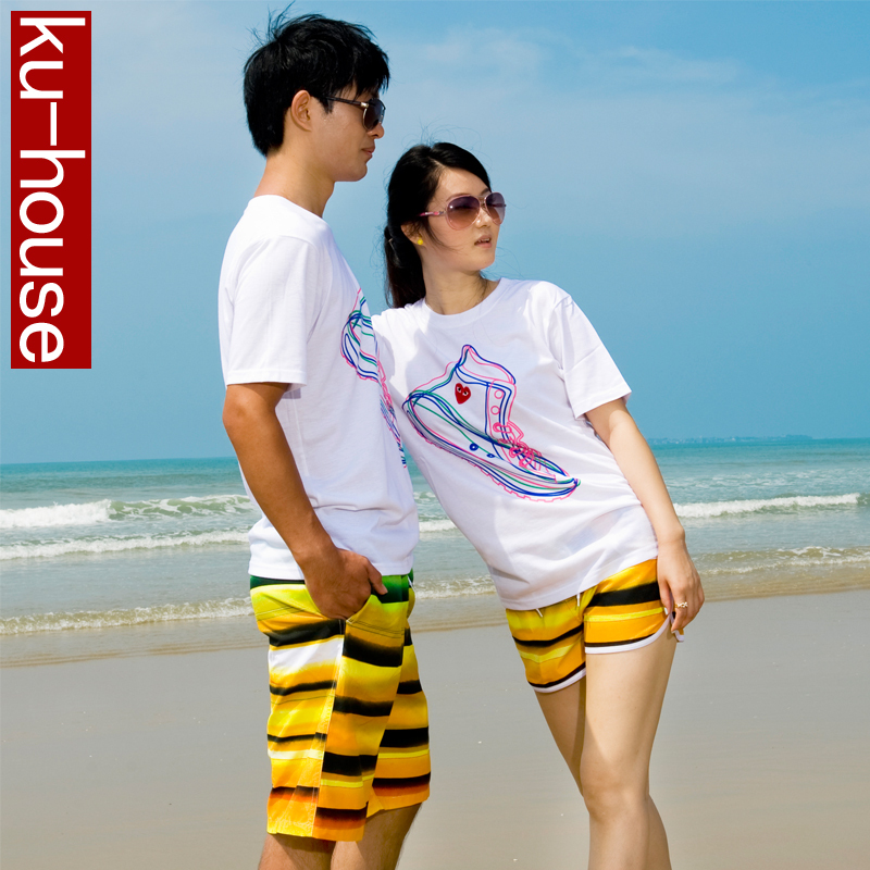 Ku-house stripe lovers beach pants beach pants female casual pants lovers shorts