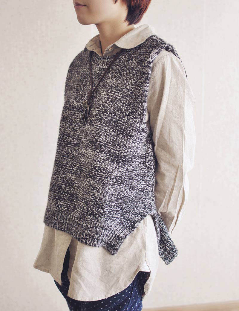 L . jue dot yarn ultra soft thermal quality straight loose sleeveless sweater