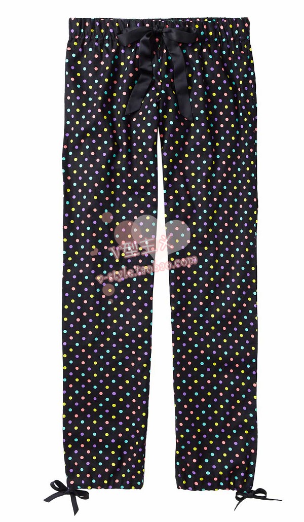 La senza black-matrix multicolour polka dot 100% long cotton pajama pants lounge pants