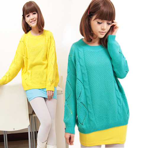 Labogray spring candy color batwing sleeve sweater 6 cutout