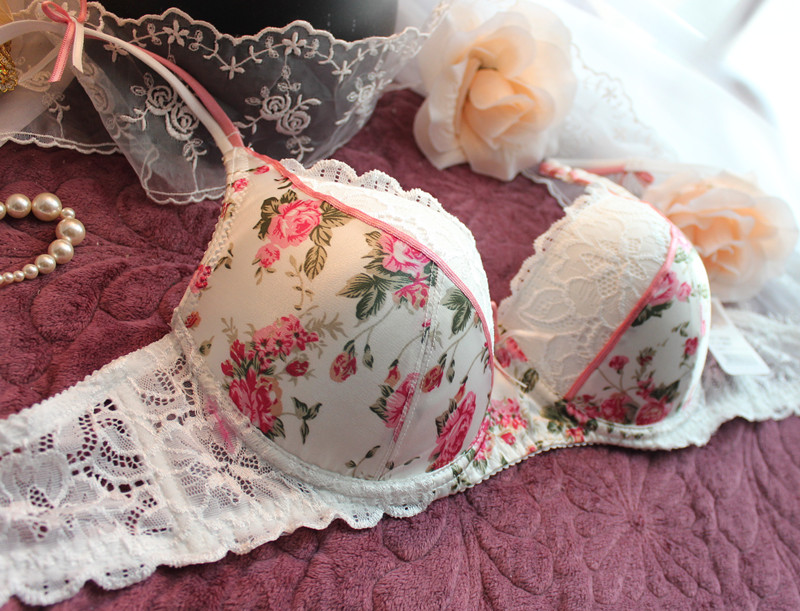 Lace bra medium cup sexy push up concentrated small abc cup bra
