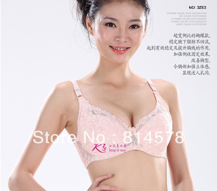 Lace bras for women wit sexy embroider cotton material, 5/8 cup, free shipping accpet OEM