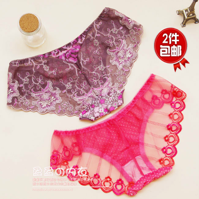 lace briefs sexy embroidery usuginu transparent low-waist panty ladyes' panties