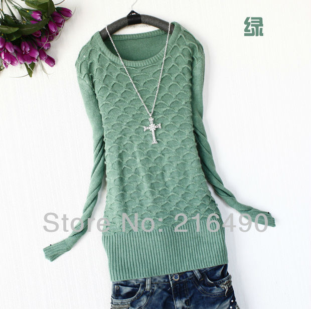Lace Cardigan Shirt For Women 2013 Spring New Wool Sweater Fish Scale Cross Geometry Korean Fashion Handsome Dress Mint Rip 7167
