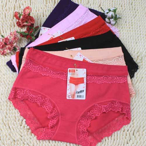 Lace decoration 100% cotton panty high waist ladies panties fashion panties underwear panties female