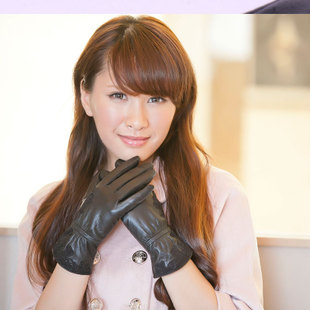 Lace decoration women's short design top suede gloves genuine leather gloves gsbw11058