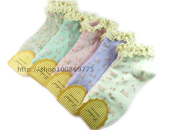 Lace jacquard socks