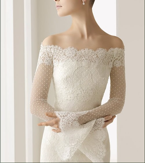 Lace Latest Design Long Trumpet Sleeve  Bridal Bolero Jacket Bateua Fast Shipping Wedding Dress Jackets 1PCs/Lot