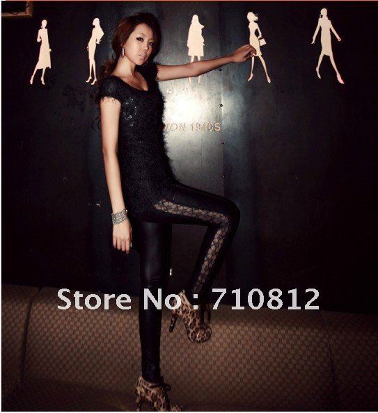 Lace Leather sense of sexy Leggings