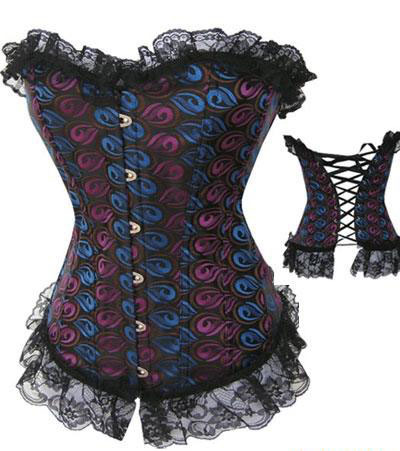 lace sexy Women Bone Black Lace Bustier Corset+G string Set Lingerie Free Shipping 8109