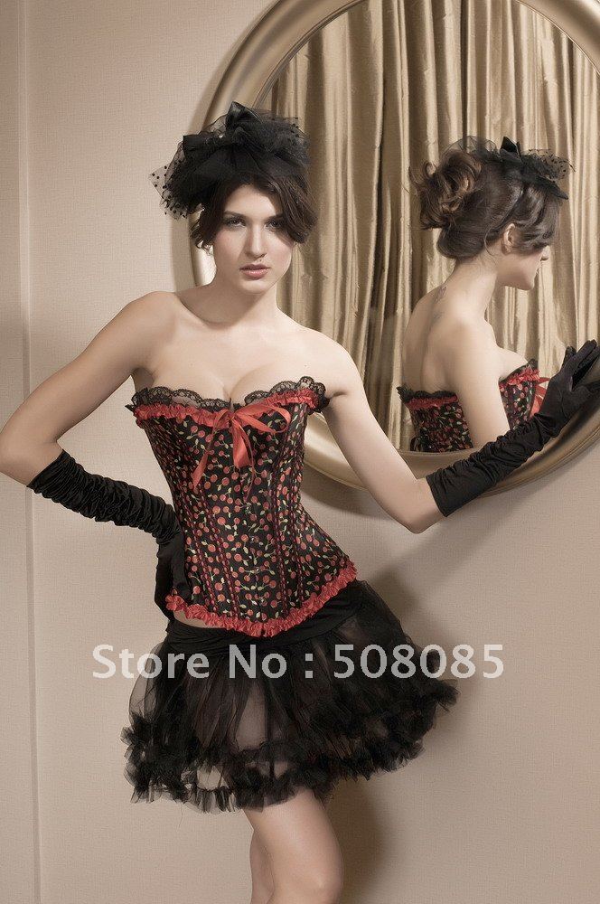 Lace Side Cute Dots Sexy Noble Bodybuilding Corset Bust Vest 5139