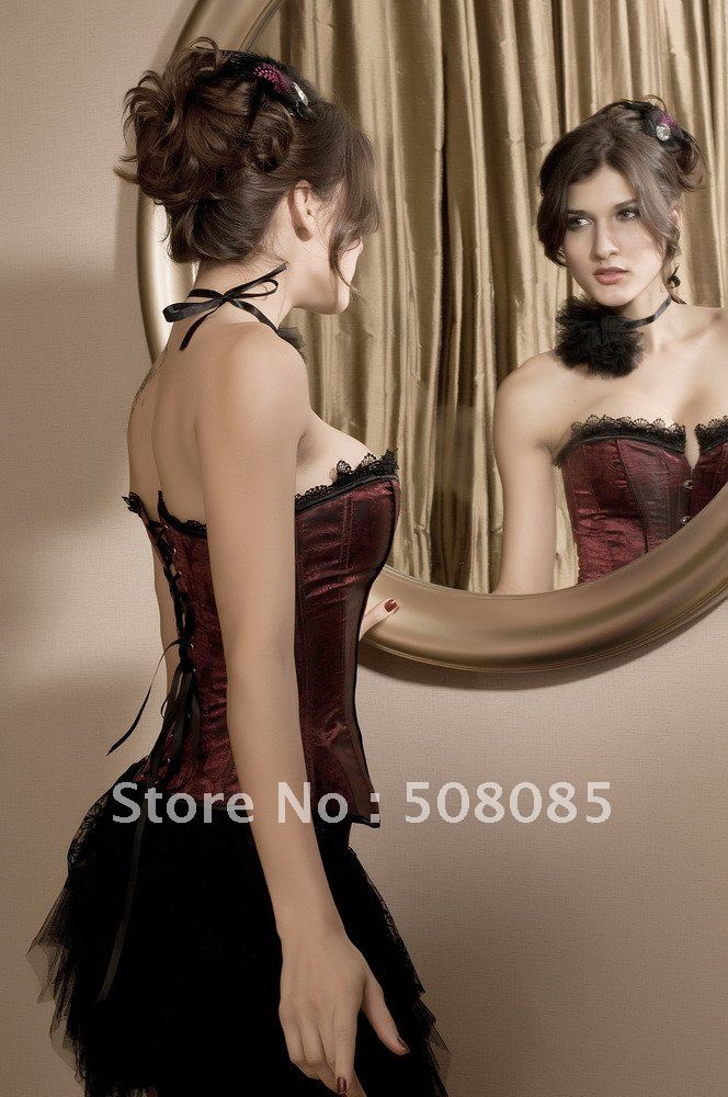 Lace Side Red Printing/ Royal Tights/ Bodybuilding Corset Bust Vest 5136