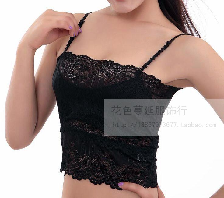 Lace tube top half-length vest lace tube top short tube top design tube top adjustable shoulder strap racerback small vest