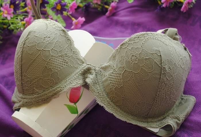 Lace woven pattern gel push up sexy bra 75c70d