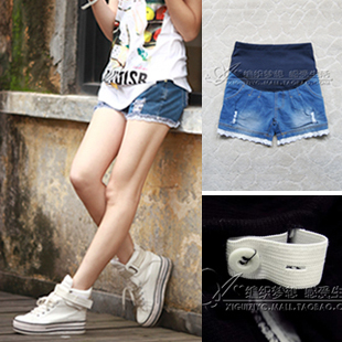 Laciness 2012 maternity clothing maternity denim shorts maternity pants belly pants