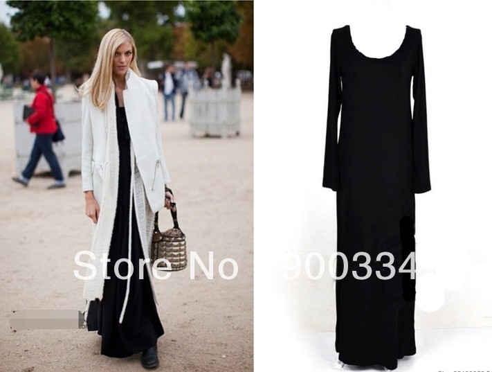 Ladies' Autumn Slim Long Sleeve Bottoming Shirt Long Dress Free Shipping