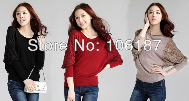 Ladies Batwing Round Neck Knitted Pullover Jumper Casual Loose Long Sweater