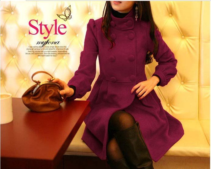 ladies' fashion jacket women's long wool coat autumn winter  outerwear double breasted trench free shipping