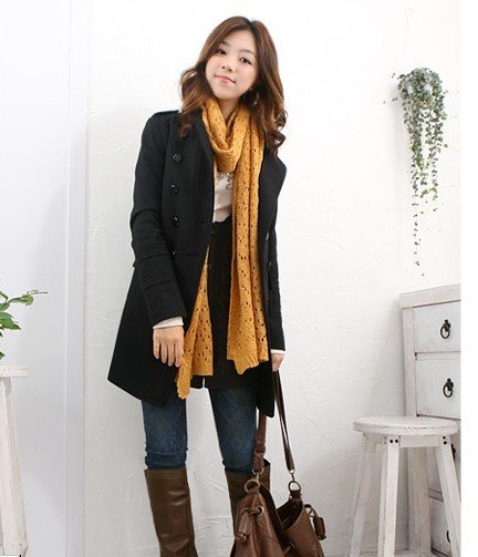 Ladies' fashion windbreaker wool coat long outerwear jacket trench coat Double-breasted winter thick warm clothes Free shipping