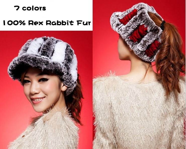 Ladies fur hat empty top Rabbit Fur Hat Winter Hat fashion  Newsboy Caps wholesale& retail