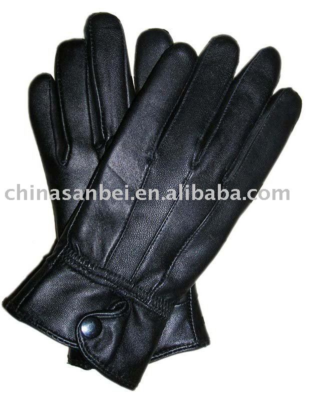 Ladies genuine leather glove sheep skin black button