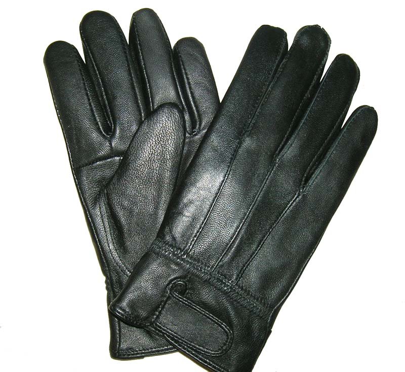 Ladies genuine leather glove sheep skin black side button gloves