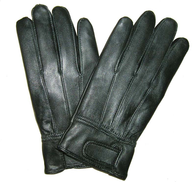 Ladies genuine leather glove sheep skin glove black side button style