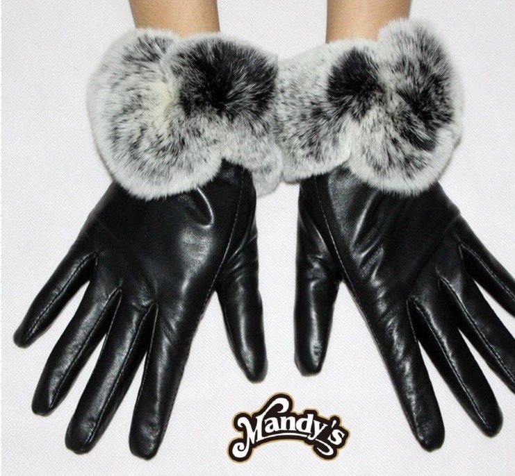 Ladies Leather Gloves  A short paragraph  Leather gloves  Lady fashion  Rex rabbit fur for warmth in winter