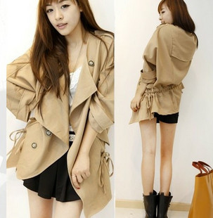 Ladies long johns 2012 trench elegant drawstring loose outerwear mushroom