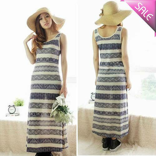 Ladies Long Maxi Appliques Dresses Coton Material,Bohemia Dress With Striped Pattern,Wholesale 1Pcs/Lot Hot Sell maxid56