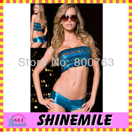 Ladies Sexy Shiny Faux Leather Tube Mini Dress Clubwear Lingerie & G-string Free Shipping