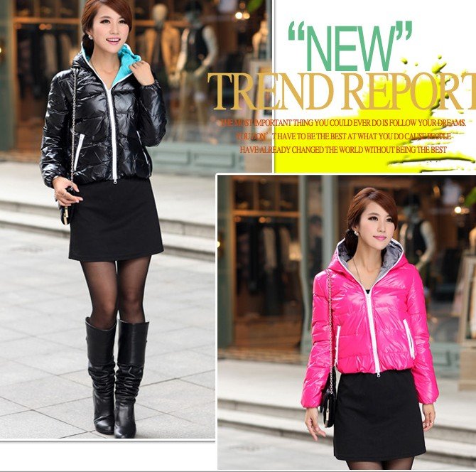 Ladies short down coats and jacket,with cap,black,rose red,special offer women's clothing,free shipping, C076