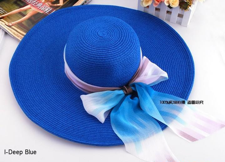 Ladies Summer Beach Straw Hats Wide Brim Hats Sunshade Women's hats Multicolor Optional