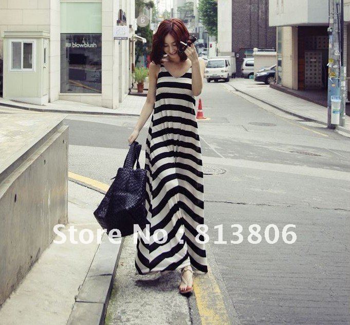 ladies' sweaters knitted  zebra stripes  dress vest Bohemian   dress stripe  loose
