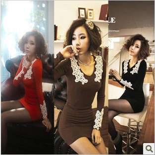 Ladies V-neck dress Autumn 2013 new Slim sexy package hip nightclub Women big temperament was 5010