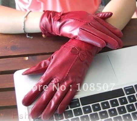 lady and momen'' hot sale genuine sheep leather gloves retail M and L 1pair/MOQ free shipping