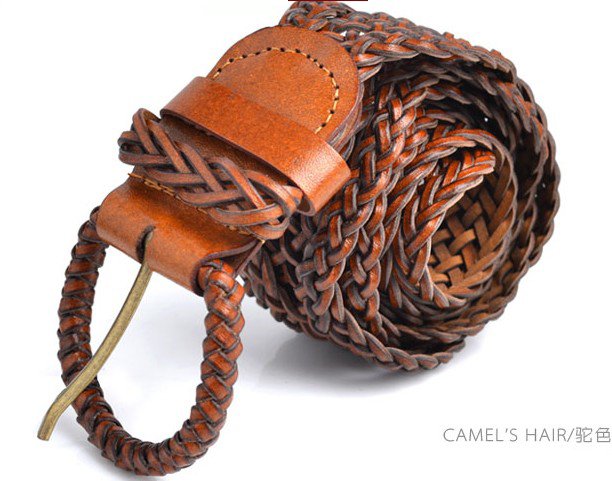 lady cattle leather dress belts,braided leather belts,western brown  cow leather braided belts, genuine leather belts