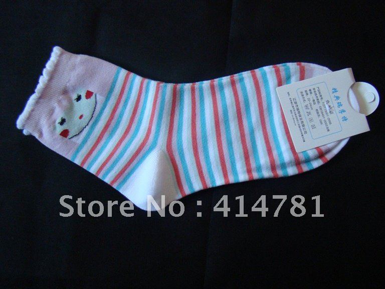 Lady cotton socks  short cylinder cartoon striped thin , Japan and South Korea lovely 100% Cotton
