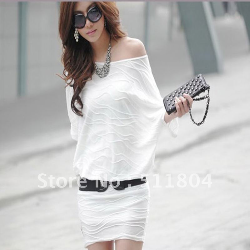 Lady Fashion Summer Black / Coffee/ White Short-sleeve Cotton Loose One-piece Dress