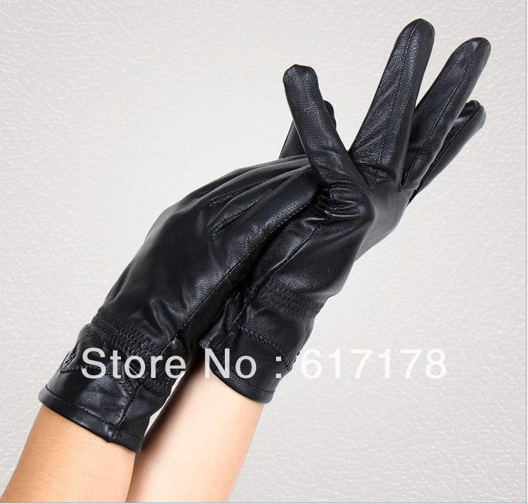Lady printed sheep leather gloves leather gloves Haining fashion warm winter thick style