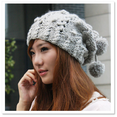 Lady's fashion winter knitted hat ear protector cap