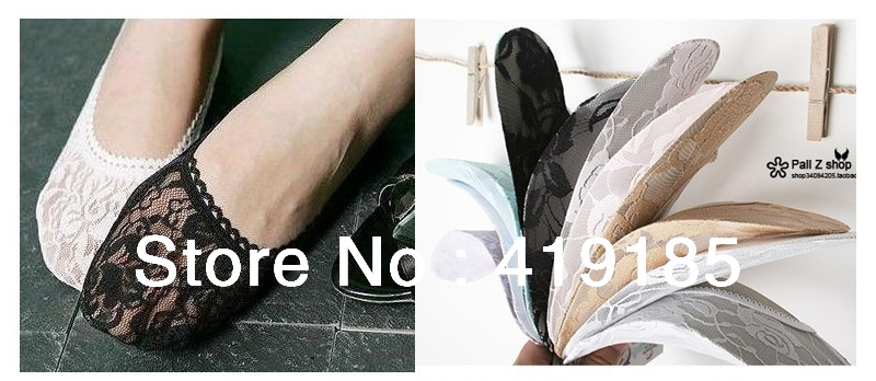 Lady's new fashion lace ankle socks/boat socks/invisible socks white/black/fleshcolor 20pairs/lot(W-sock-27)