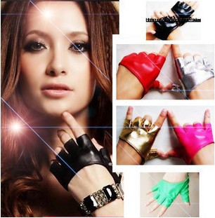 Lady Sexy Fingerless Leather Gloves Half Palm XC-19 four colours