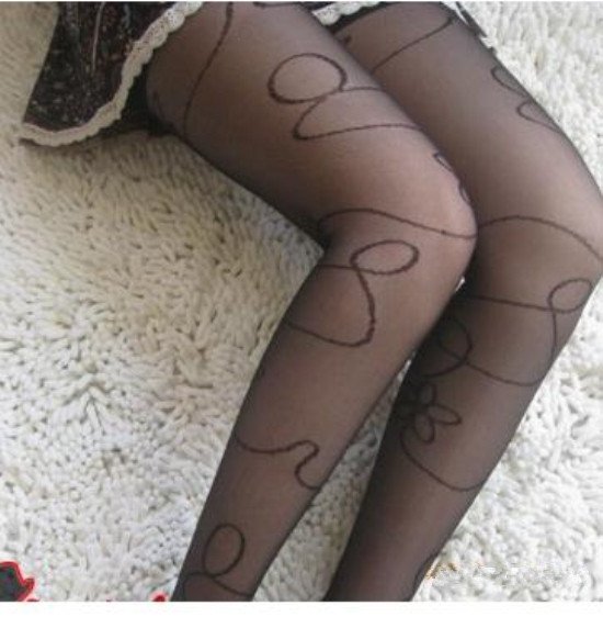 Lady Sexy Narcissus flowers wrapped jacquard black Stockings Pantyhose Tights Free Shipping 1649
