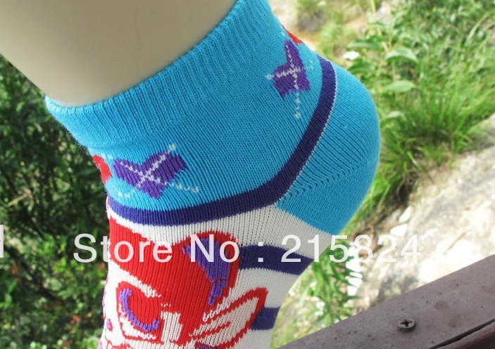 Lady short barrel pure cotton cartoon finger socks