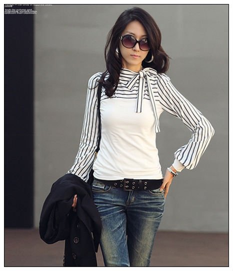 Lady Stripe t Shirt ,Lady Shirt,Pullover Drop Shipping,New&Cheap Fashion T-Shirt,3 Days Leading,Wholesale/1 Pcs/Lot-LY9198#